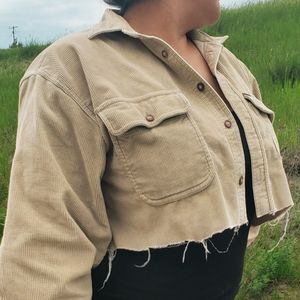 Corduroy cream cropped jacket